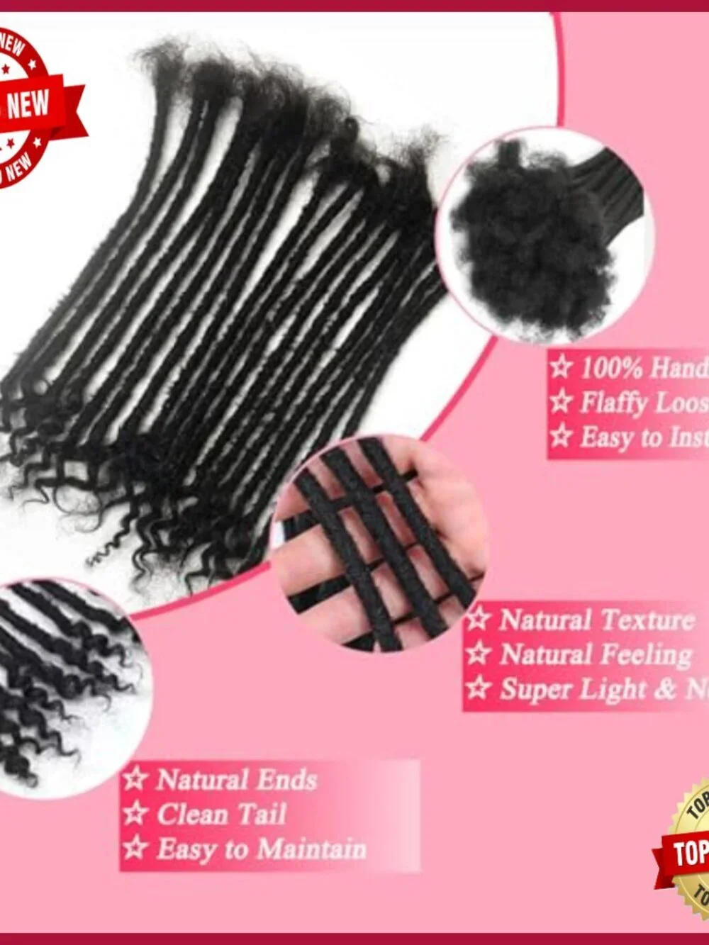 10 Inch Human Hair Dreadlock Extensions 30 Strands Curly Ends